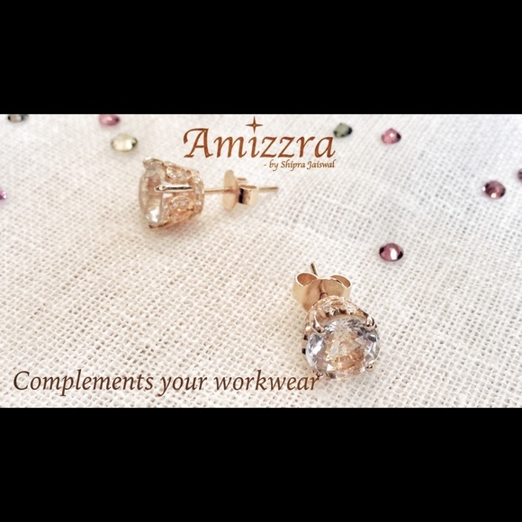White Topaz and Diamond Studs - Picture 1 of 4